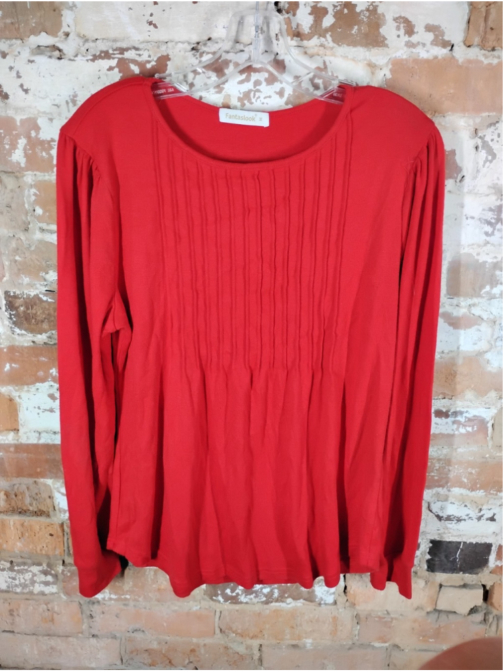 Fantaslook Red Long Sleeve Women's Blouse Size Medium